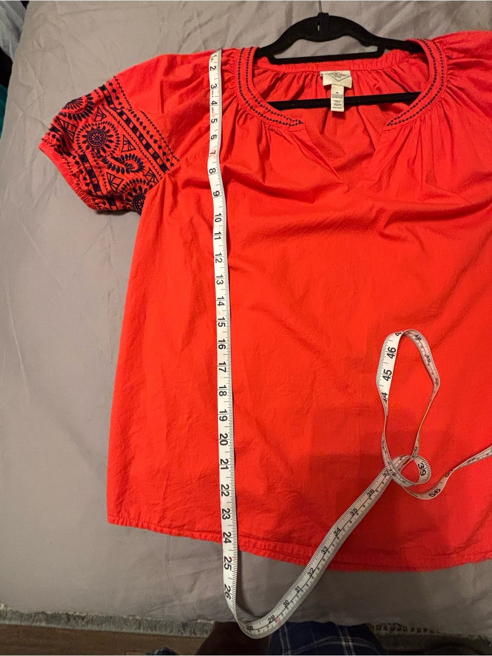 St. John’s Bay 100% Cotton Embroidered Peasant Blouse Orange Medium - Picture 15 of 16